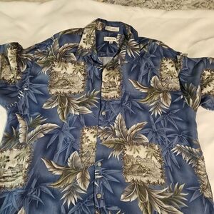 Pierre Cardin Blue Tropical Print Shirt